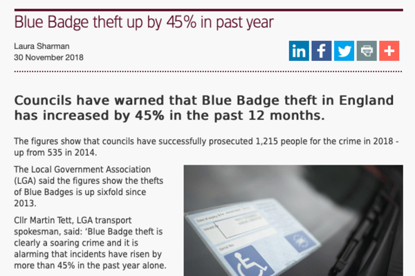 Questioned over use of Blue Badge