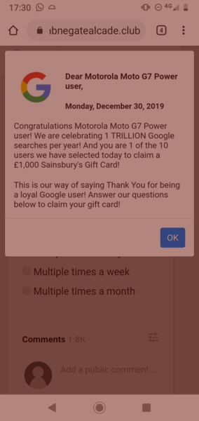 Pop up adverts on phone