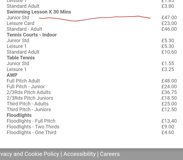 How much do swimming lessons cost?