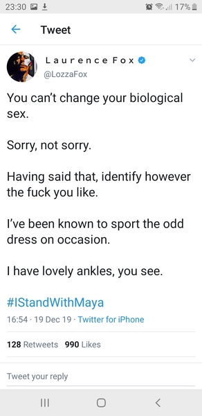 Laurence Fox (actor) Stands With Maya