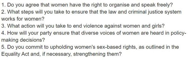 Hustings on hostile ground. Please help me ask a question on women's rights.