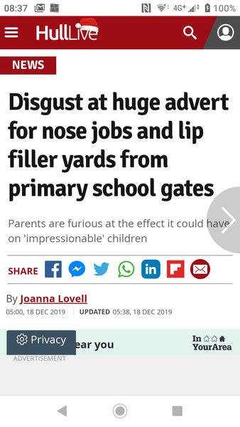 Nursery advertising cosmetic procedures