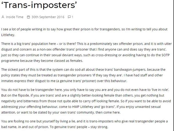 "‘No evidence’ that men are using trans identity for sexual violence"