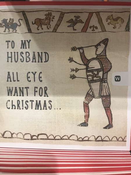 Is this Christmas card saying you hope your husband gets an arrow in the face?