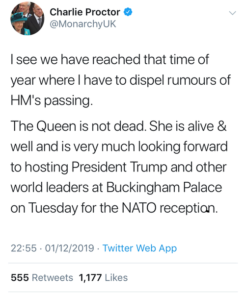 Has anyone else heard that the queen has died?