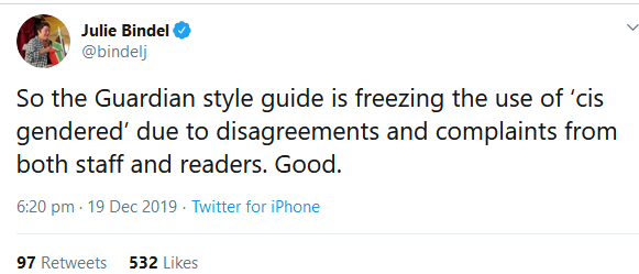 Julie Blindel Twitter re the Graun