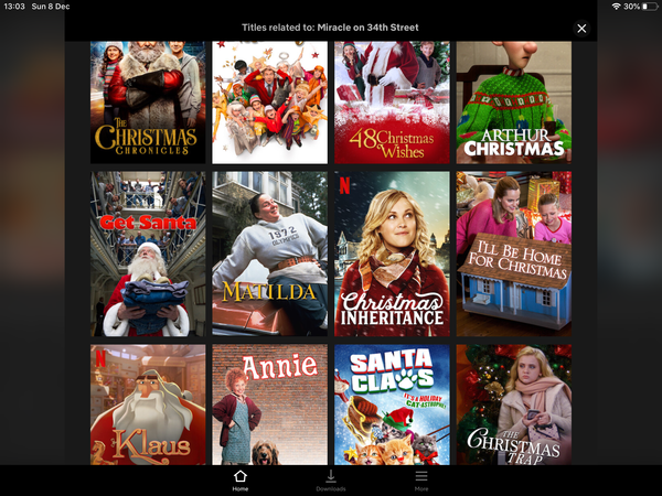 Which festive films on netflix or sky (not cinema?)