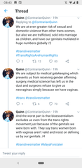 There's a Twitter user stating that all women and trans