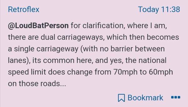 To ask what speed on a dual carriageway....