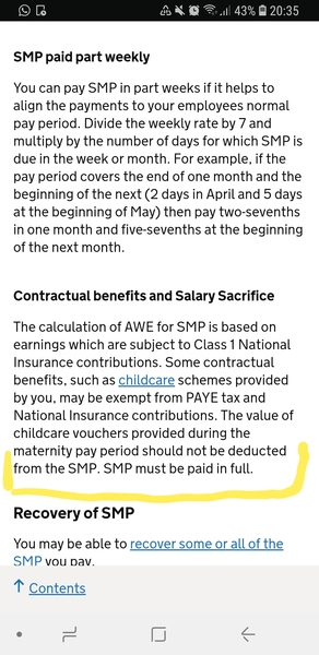 Childcare vouchers on materntiy leave
