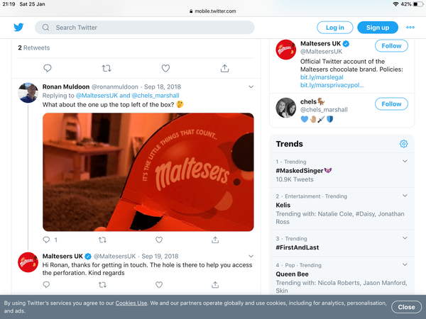 To ask what the secret is behind the Maltesers box?