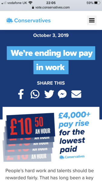 So minimum wage won’t be going up to £9 in April 2020 as pledged