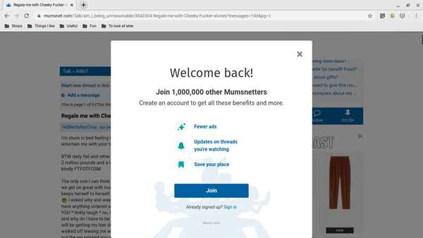 Bloody Mumsnet popups!