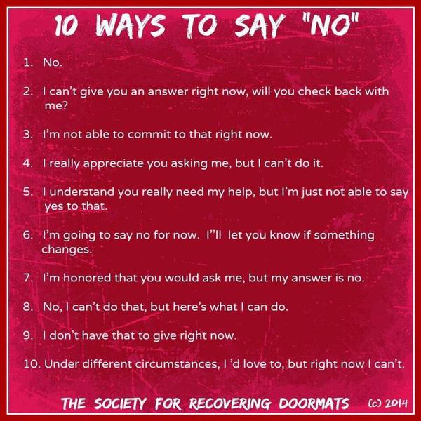 Saying no.....