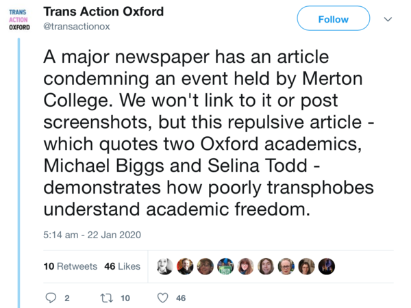 Threat to freedom of speech, Oxford university