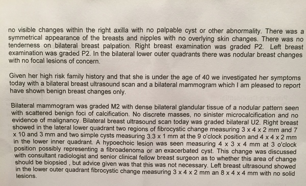 Would you be concerned by these mammogram results?