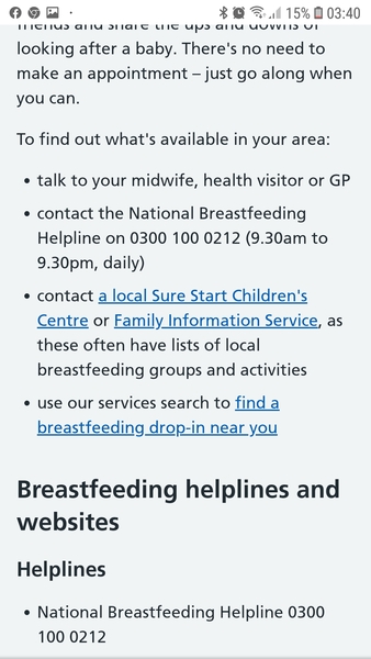 NHS Breastfeeding Helpline and Assistance