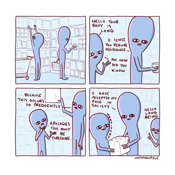 Do tall people mind helping shorter people reach things in the supermarket?