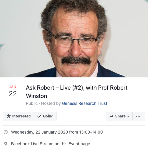 This Wed (22nd Jan) Prof Robert Winston free webinar