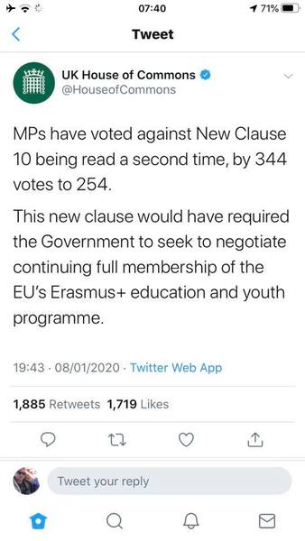 To be so sad and angry  about the loss of the Erasmus scheme