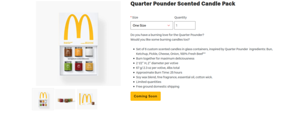 Big Mac scented candles