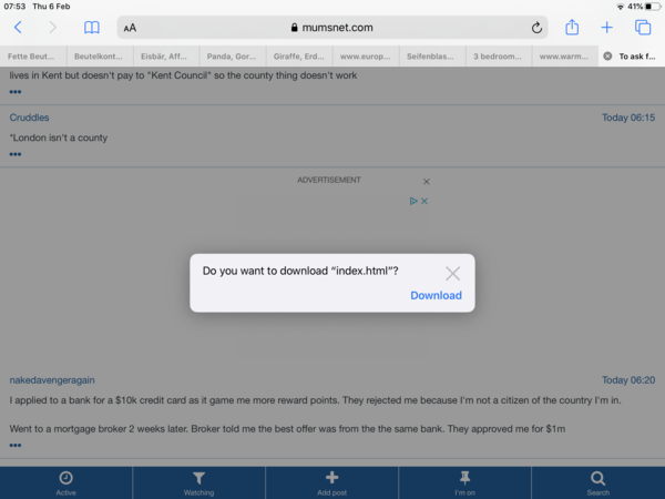 pop up window without content 'do you want to download index.html'
