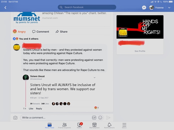 TRAs protest anti rape culture event.