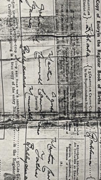 Does anyone know a place called (something like) Ballymaine?