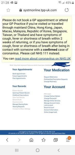 Text from Dept of Health about coronavirus