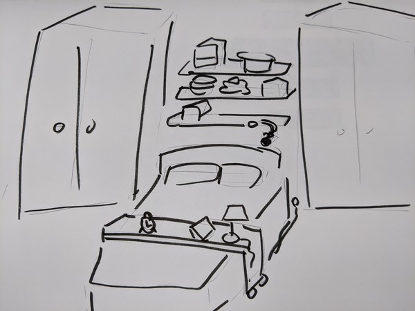 Wardrobes/ cupboards that go over bed and down the side