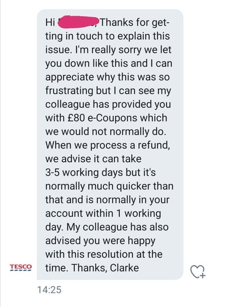 Tesco have left me with no money and no food.