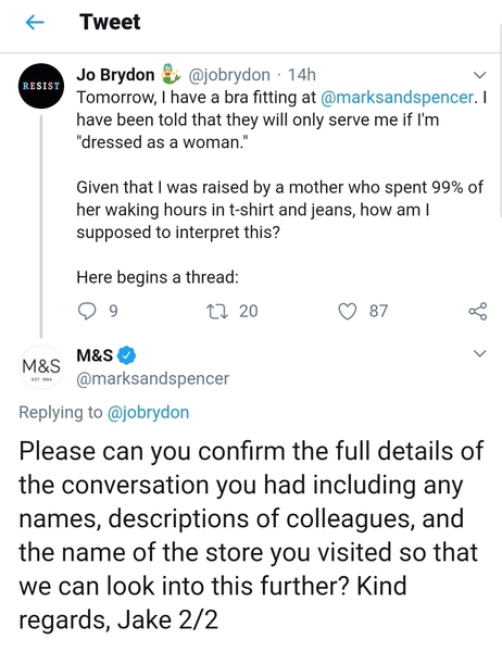 Boycott Marks and Spencer: "It'll upset the men"