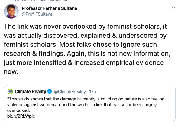 Farhana Sultana: Scholarship on climate change and VAW is overlooked