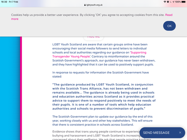 Scotland - regulations for single sex toilets in schools?