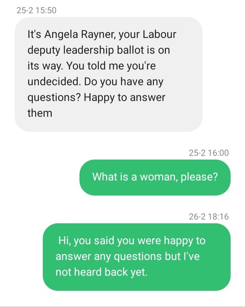 Angela Rayner would like to know if I have any questions
