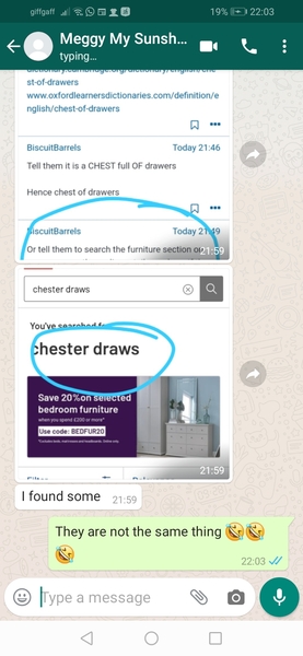 To ask you to tell my DD & her friend, that it's not a Chester drawers!