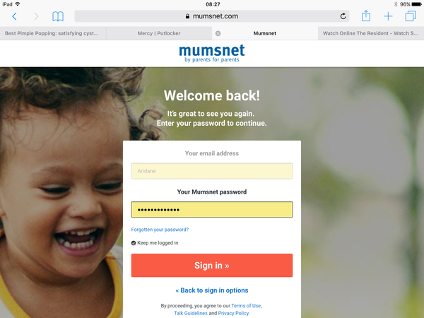 Cannot log onto Mumsnet using old device