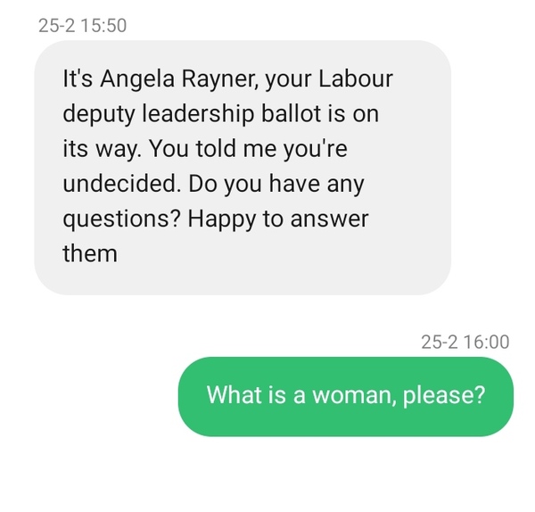 Angela Rayner would like to know if I have any questions