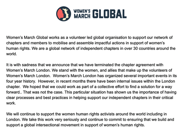 Women's March Global vs Womens March London