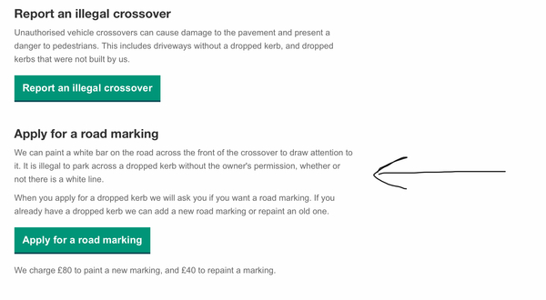 Parking across a driveway