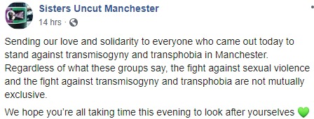 TRAs protest anti rape culture event.