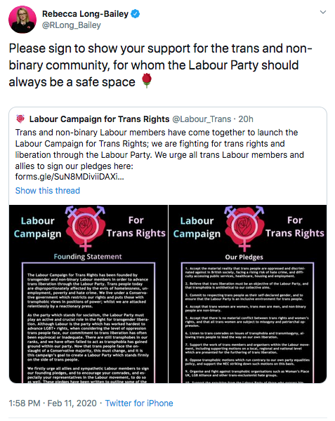 Angela Rayner says you can only be a Labour member if you believe TWAW