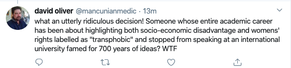 Selina Todd has been disinvited from "Women's Liberation at 50" because of association with WPUK