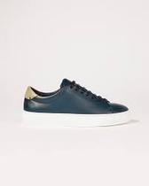 Pale gold leather or blue leather trainers?