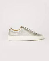 Pale gold leather or blue leather trainers?