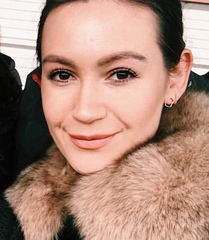 Pale with dark brown hair...