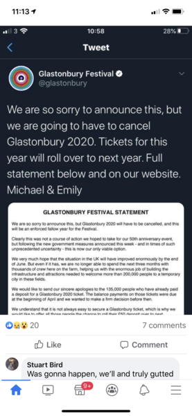 Glastonbury cancelled