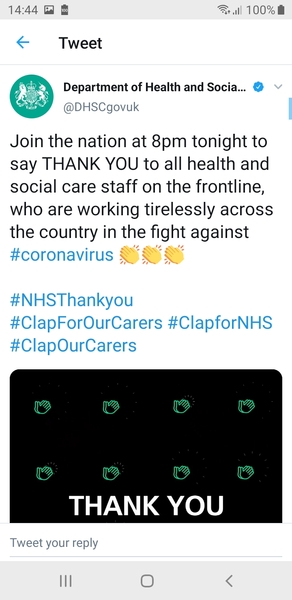 are you doing the round of applause for the NHS workers?