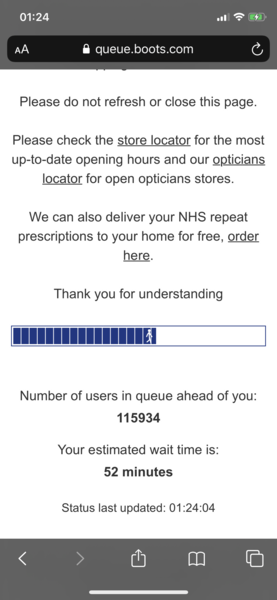 Why is there a queue of over 200k to get on the boots website at nearly 1am?