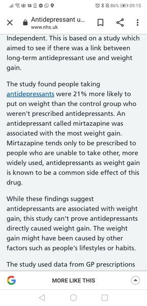 Been prescribed Mirtazapine when I'm already grossly overweight. Any experiences?